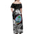 Guam Polynesian Off Shoulder Long Dress Tropical Flowers - Black LT8 - Polynesian Pride