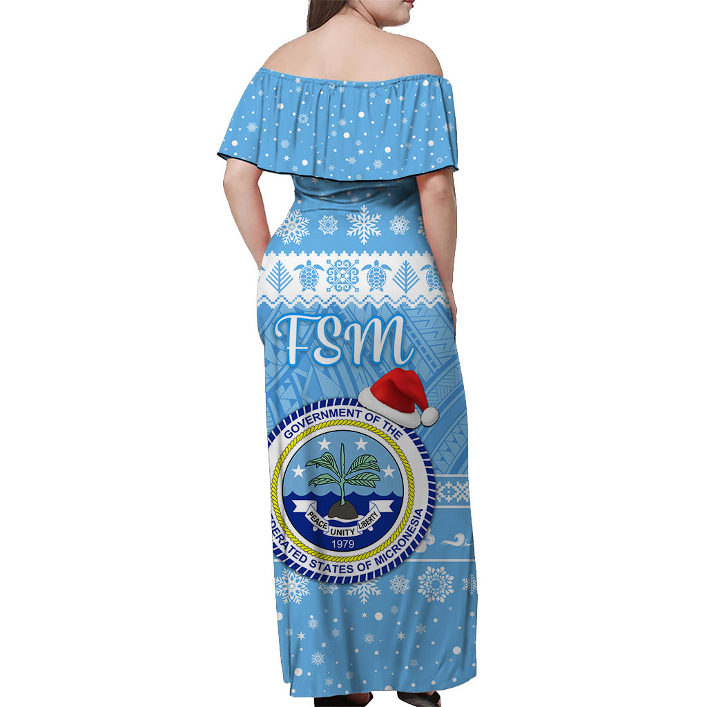 FSM Federated States of Micronesia Christmas Off Shoulder Long Dress Seal Style LT8 - Polynesian Pride