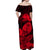 Guam Polynesian Off Shoulder Long Dress Tropical Flowers - Red LT8 - Polynesian Pride