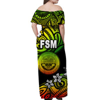 FSM Off Shoulder Long Dress Unique Vibes - Reggae LT8 - Polynesian Pride