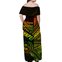 FSM Pohnpei Off Shoulder Long Dress Happy Independence Day Original Vibes - Reggae LT8 - Polynesian Pride