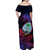 Guam Polynesian Off Shoulder Long Dress Tropical Flowers - Gradient Vibes LT8 - Polynesian Pride