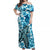 Hawaii Turtle Off Shoulder Long Dress With Hibiscus Blue Style LT6 Long Dress Blue - Polynesian Pride