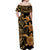 Polynesian Turtle Off Shoulder Long Dress Honu Family Gold LT4 - Polynesian Pride