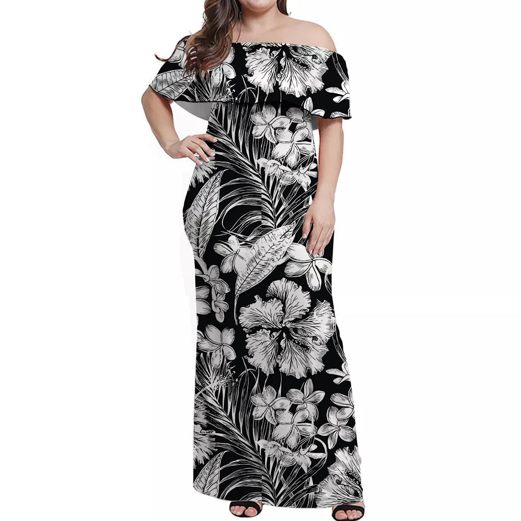 Aloha Hawaii Flowers Summer Off Shoulder Long Dress LT6 - Polynesian Pride