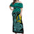 New Caledonia Off Shoulder Long Dress Turquoise Color LT6 Long Dress Green - Polynesian Pride