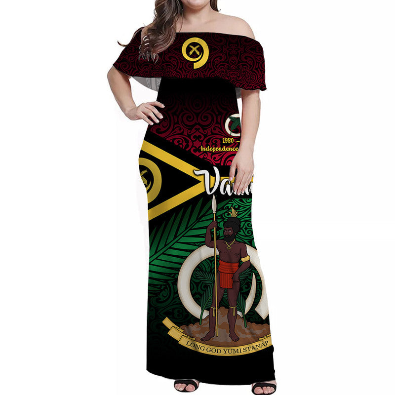 Vanuatu Matching Hawaiian Shirt and Dress Special Independence Anniversary Original Flag Style LT8 No Shirt Black - Polynesian Pride