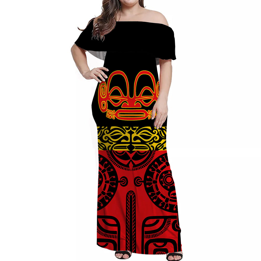 Marquesas Islands Off Shoulder Long Dress Special Style - Red LT8 - Polynesian Pride