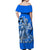 Hawaii Hula Girl Off Shoulder Long Dress Polynesian Blue Style LT6 - Polynesian Pride