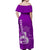 Hawaii Ukulele Off Shoulder Long Dress Polynesian Purple Style LT6 - Polynesian Pride