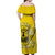 Hawaii Tiki Off Shoulder Long Dress Polynesian Yellow Style LT6 - Polynesian Pride