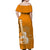 Hawaii Ukulele Off Shoulder Long Dress Polynesian Orange Style LT6 - Polynesian Pride