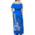 Hawaiii Ukulele Off Shoulder Long Dress Polynesian Blue Style LT6 - Polynesian Pride