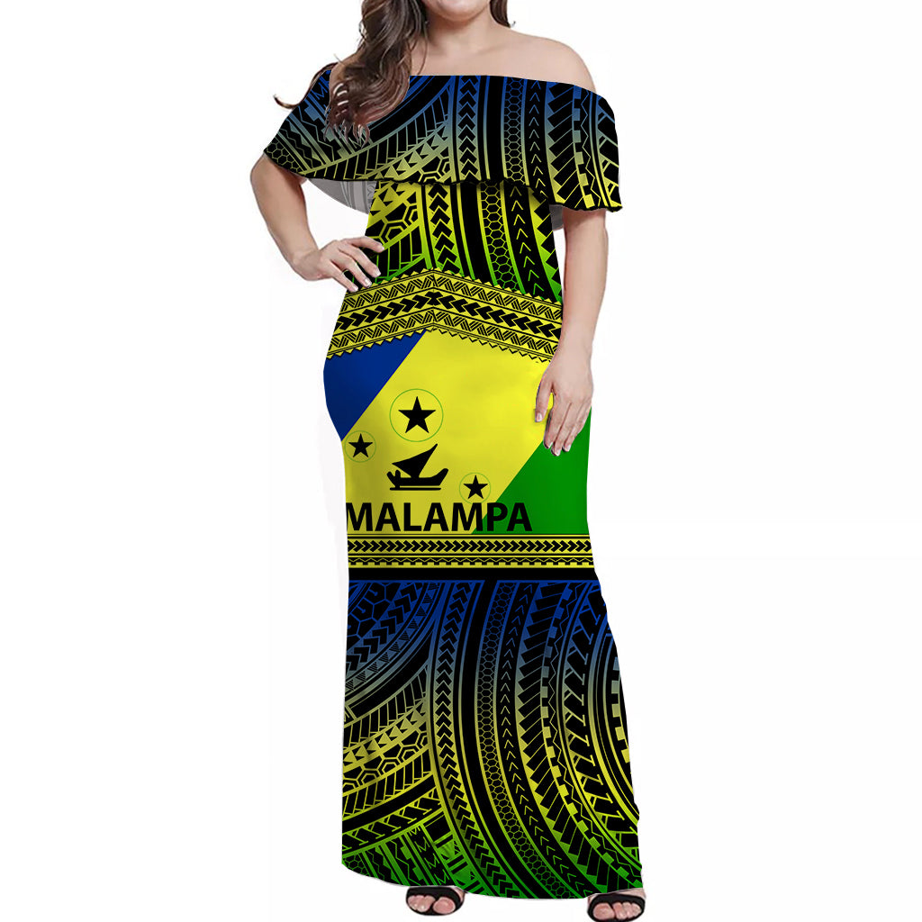 Vanuatu Malampa Off Shoulder Long Dress Polynesian LT6 Long Dress Black - Polynesian Pride