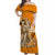 Hawaii Hula Girl Off Shoulder Long Dress Polynesian Orange Style LT6 Long Dress Orange - Polynesian Pride