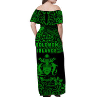 Solomon Islands Off Shoulder Long Dress Unique Vibes - Green LT8 - Polynesian Pride