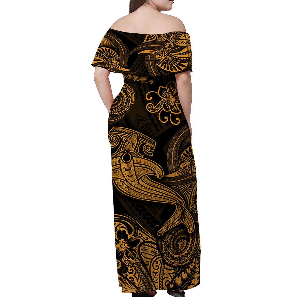 Hawaii Hammer Shark Polynesian Matching Dress and Hawaiian Shirt Matching Couples Outfit Unique Style Gold LT8 - Polynesian Pride