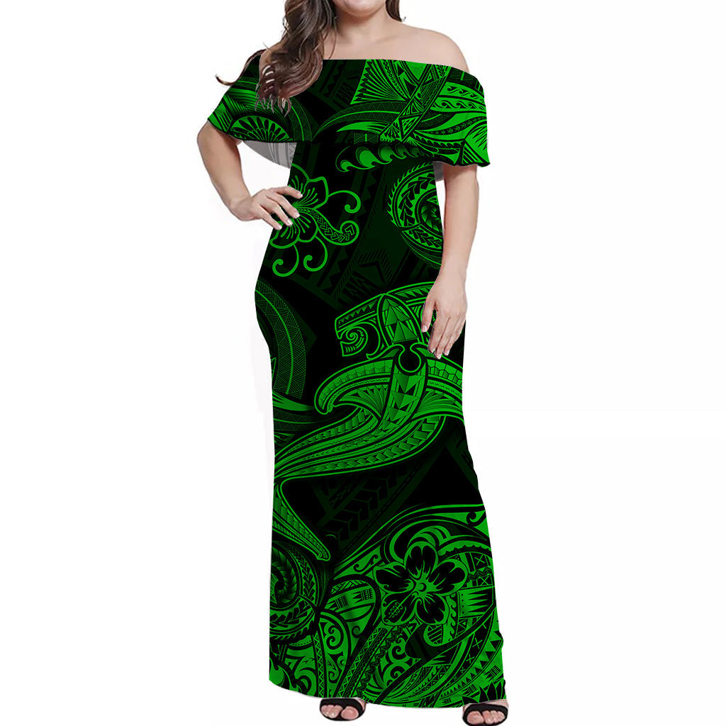 Hawaii Hammer Shark Polynesian Matching Dress and Hawaiian Shirt Matching Couples Outfit Unique Style Green LT8 - Polynesian Pride