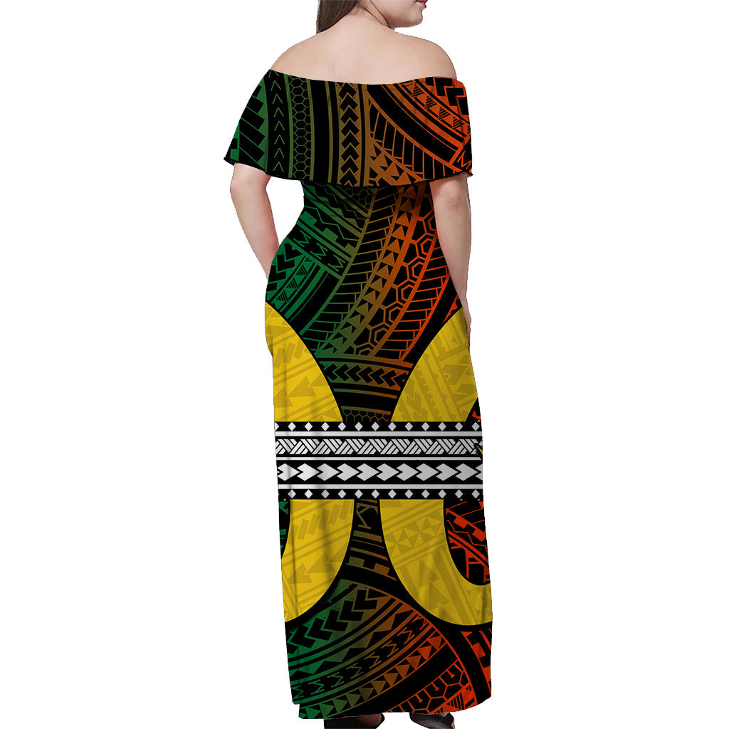 Polynesian Penama Of Vanuatu Off Shoulder Long Dress LT6 - Polynesian Pride
