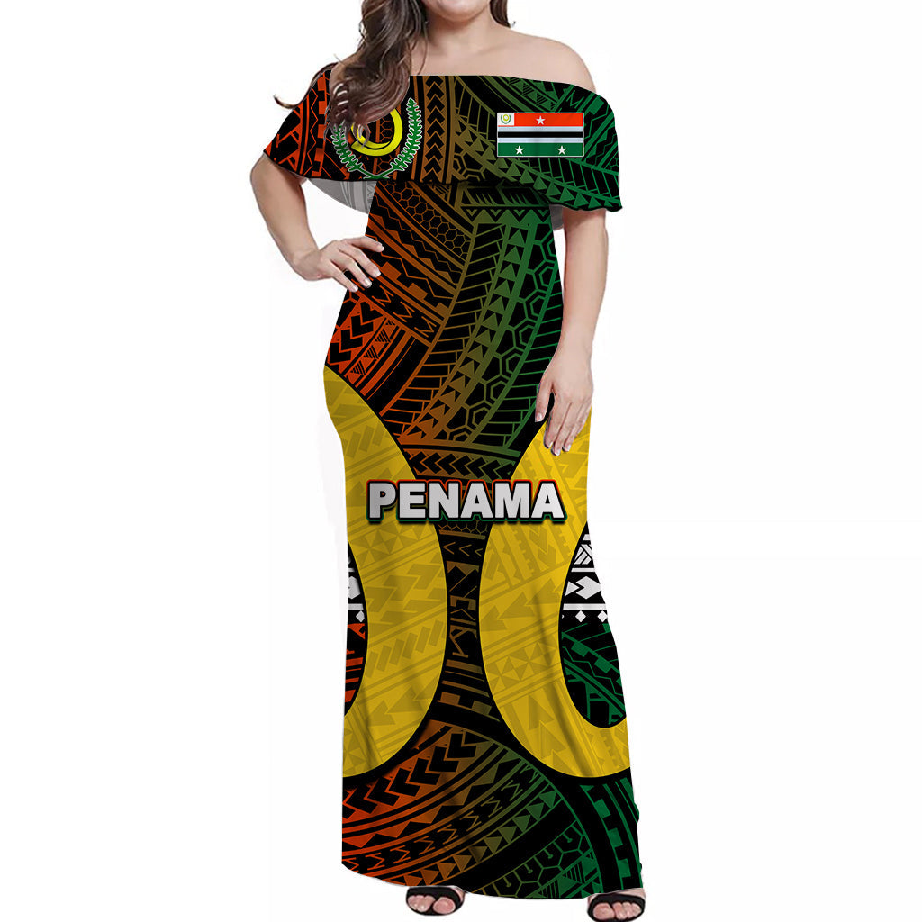 Polynesian Penama Of Vanuatu Off Shoulder Long Dress LT6 Women Art - Polynesian Pride