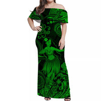 Hawaii Hula Girl Polynesian Matching Dress and Hawaiian Shirt Matching Couples Outfit Unique Style Green LT8 - Polynesian Pride