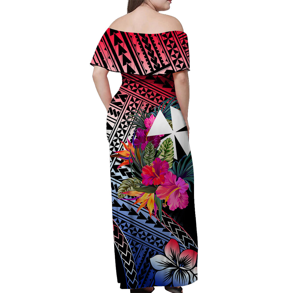 Wallis and Futuna Off Shoulder Long Dress Hibiscus LT6 - Polynesian Pride