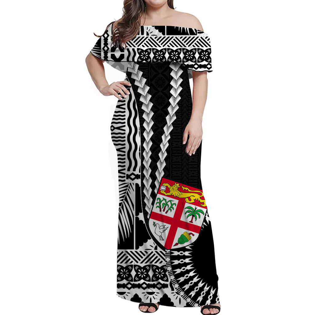 Custom Polynesian Matching Hawaiian Shirt and Dress Fiji Masi Tapa Patterns Black Style LT6 - Polynesian Pride