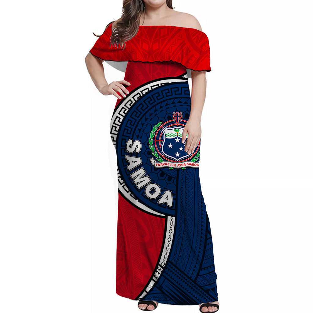 Samoa Tribal Tattoo Long Dress No.1 LT6 Women Red - Polynesian Pride