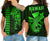 (Custom Personalised) Hawaii Cross Shoulder Shirt Kakau Kanaka Maoli Combine Polynesian Shark Ver.02 LT14 Female Green - Polynesian Pride