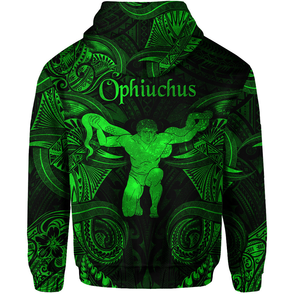 Ophiuchus Zodiac Polynesian Zip Hoodie Unique Style Green LT8 - Polynesian Pride