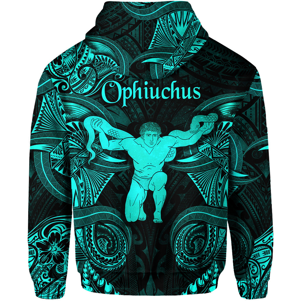 Ophiuchus Zodiac Polynesian Zip Hoodie Unique Style Turquoise LT8 - Polynesian Pride
