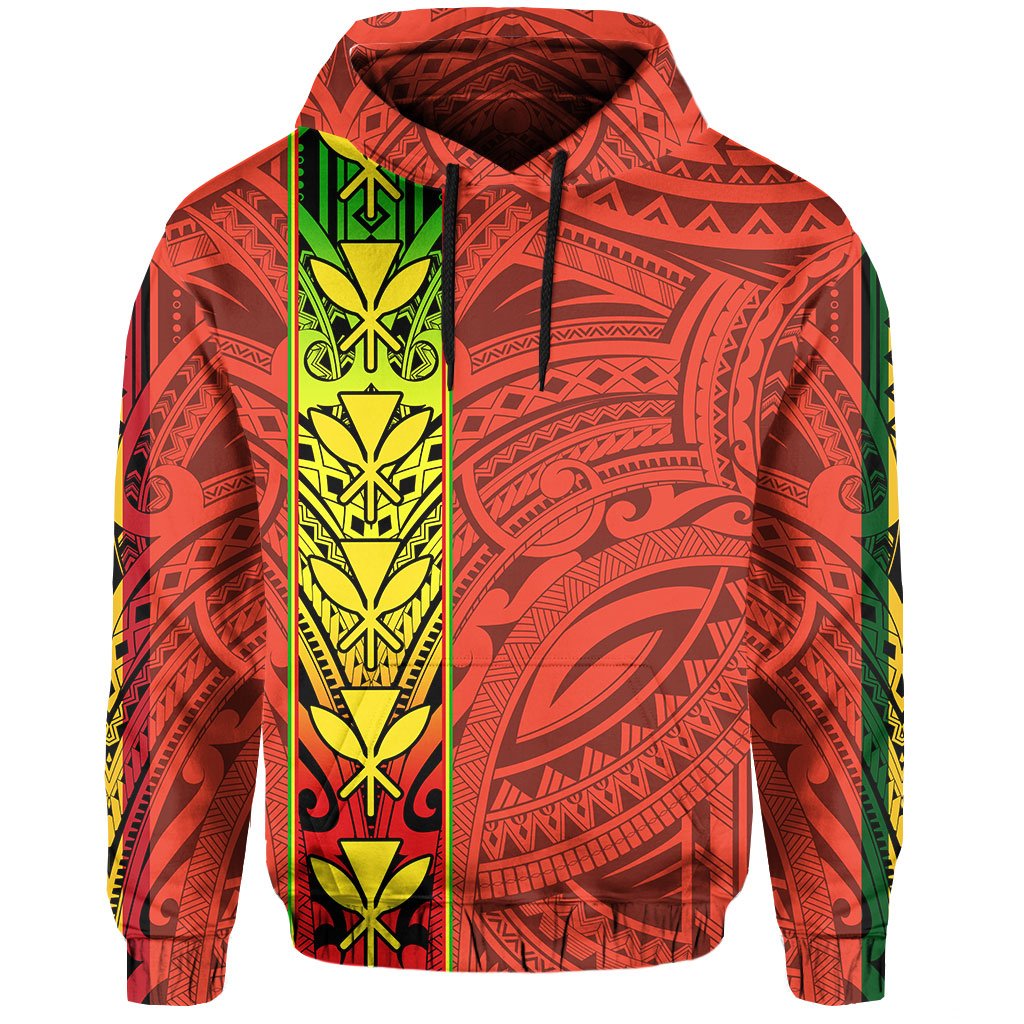 Polynesian Kanaka Flag Kanaka Maoli Hawaii Hoodie Orange - Polynesian Pride