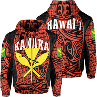 Polynesian Kanaka Maoli Hawaii Zip Hoodie Orange Gel Style Unisex Orange - Polynesian Pride