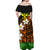 Hawaii Off Shoulder Dress - Banana Leaf With Plumeria Flowers Orange - LT12 - Polynesian Pride