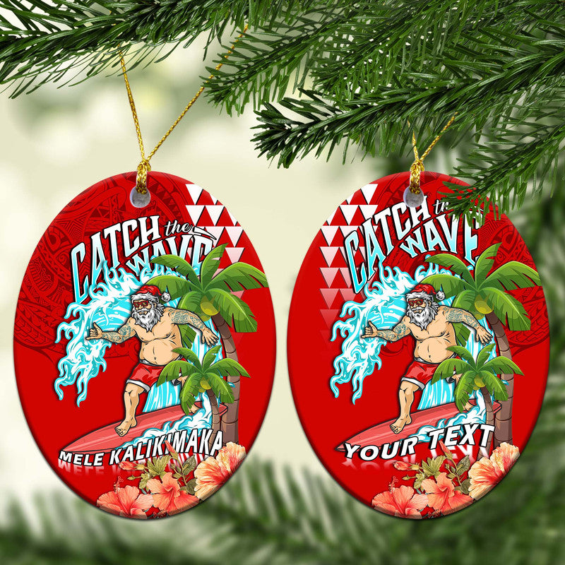 (Custom Personalised) Hawaii Mele Kalikimaka Christmas Ornaments Santa Claus Surfing Xmas Time LT9 - Polynesian Pride