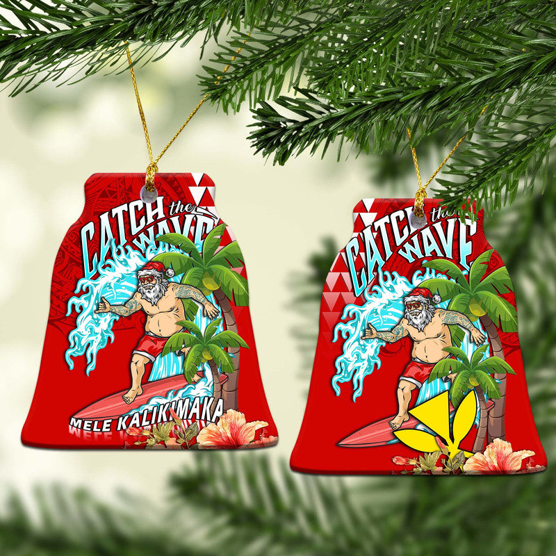 Hawaii Mele Kalikimaka Christmas Ornaments Santa Claus Surfing Xmas Time LT9 Red - Polynesian Pride