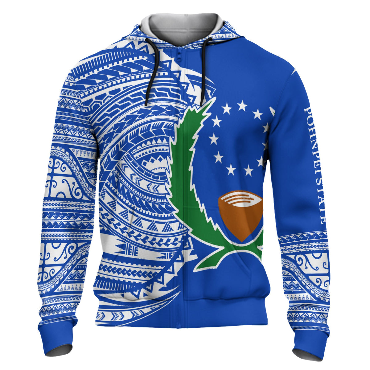 Pohnpei Hoodie Micronesia Patterns With Coat of Arms Unisex Blue - Polynesian Pride