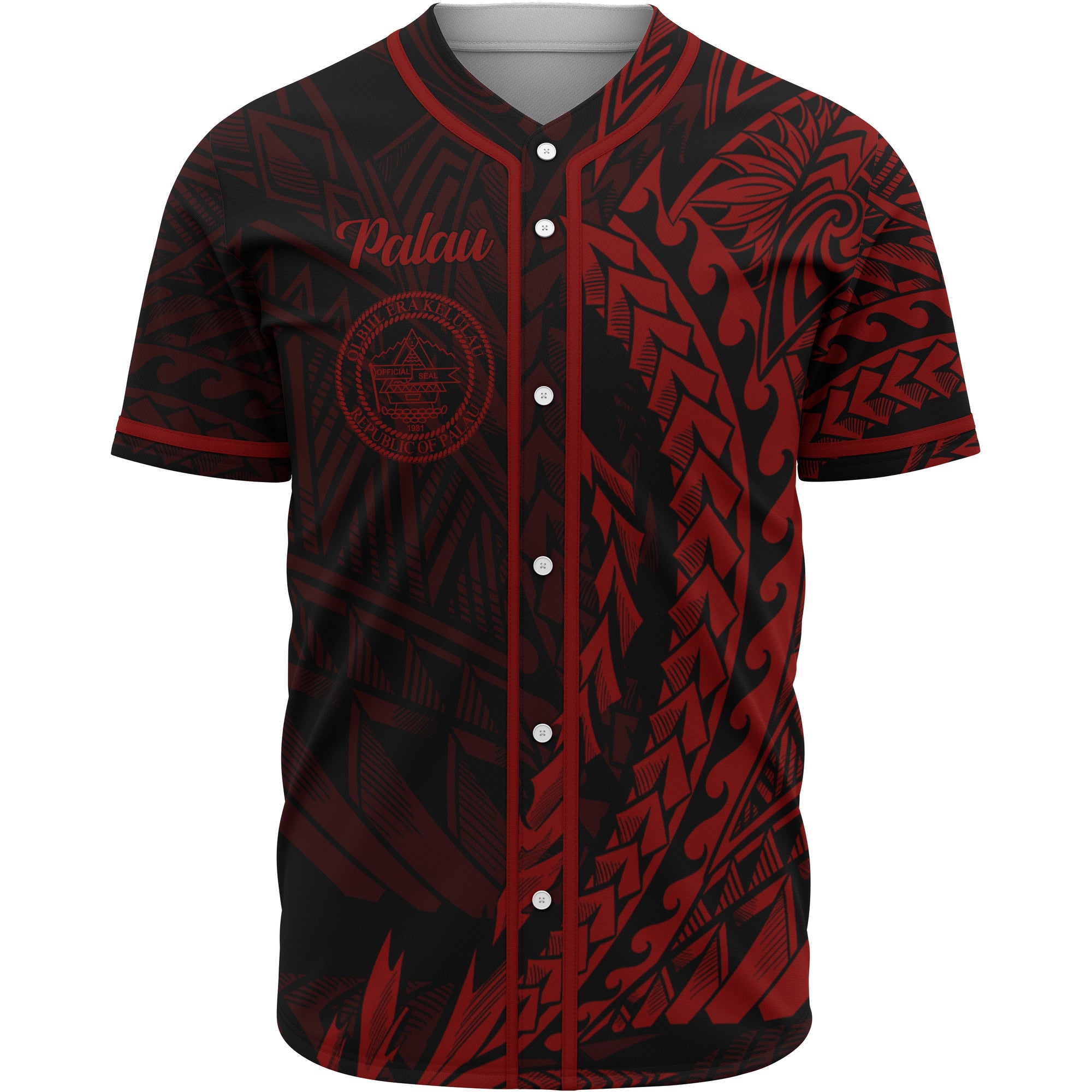 Palau Baseball Shirt - Red Wings Style Unisex Gold - Polynesian Pride