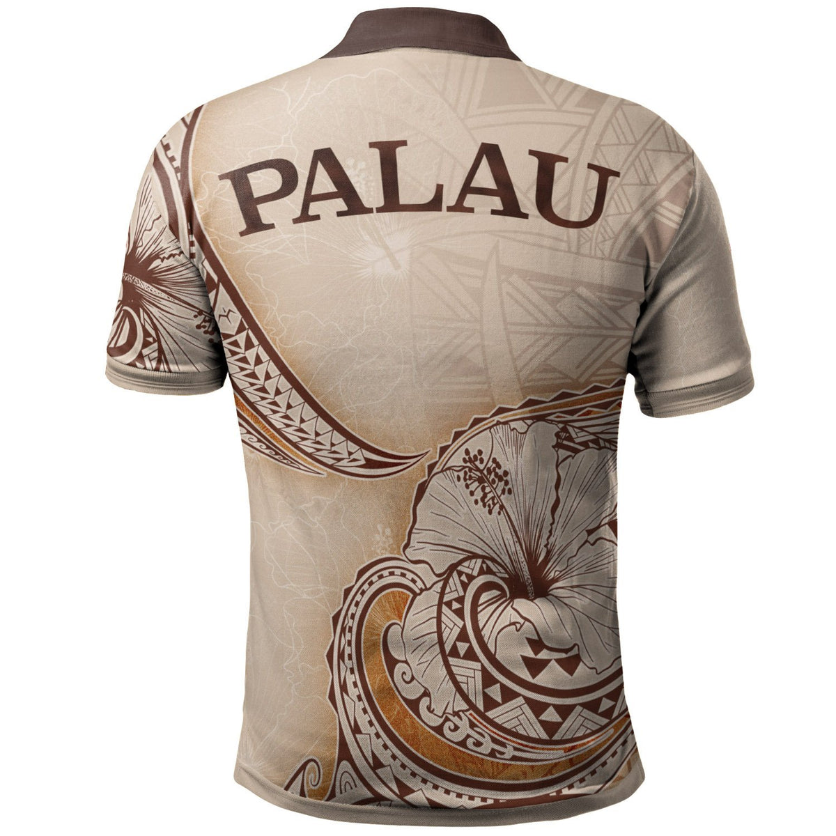 Palau Polo Shirt Hibiscus Flowers Vintage Style - Polynesian Pride