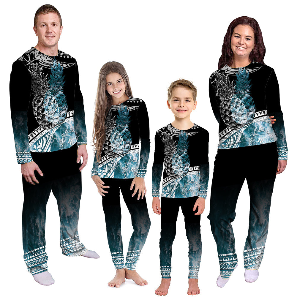 Polynesian Pajama Set Ocean Waves Style - Pineapple LT7 - Polynesian Pride
