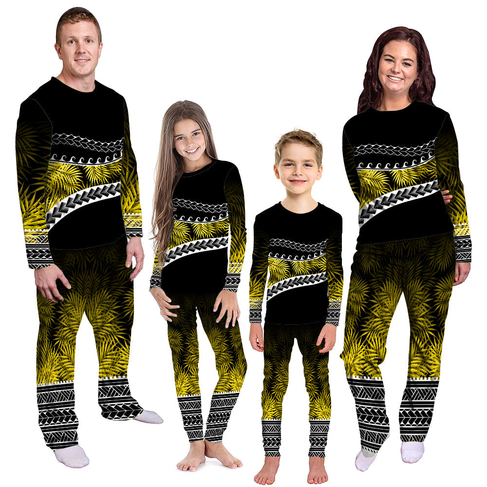 Polynesian Pattern Pajama Set Palm Style - Yellow LT7 - Polynesian Pride