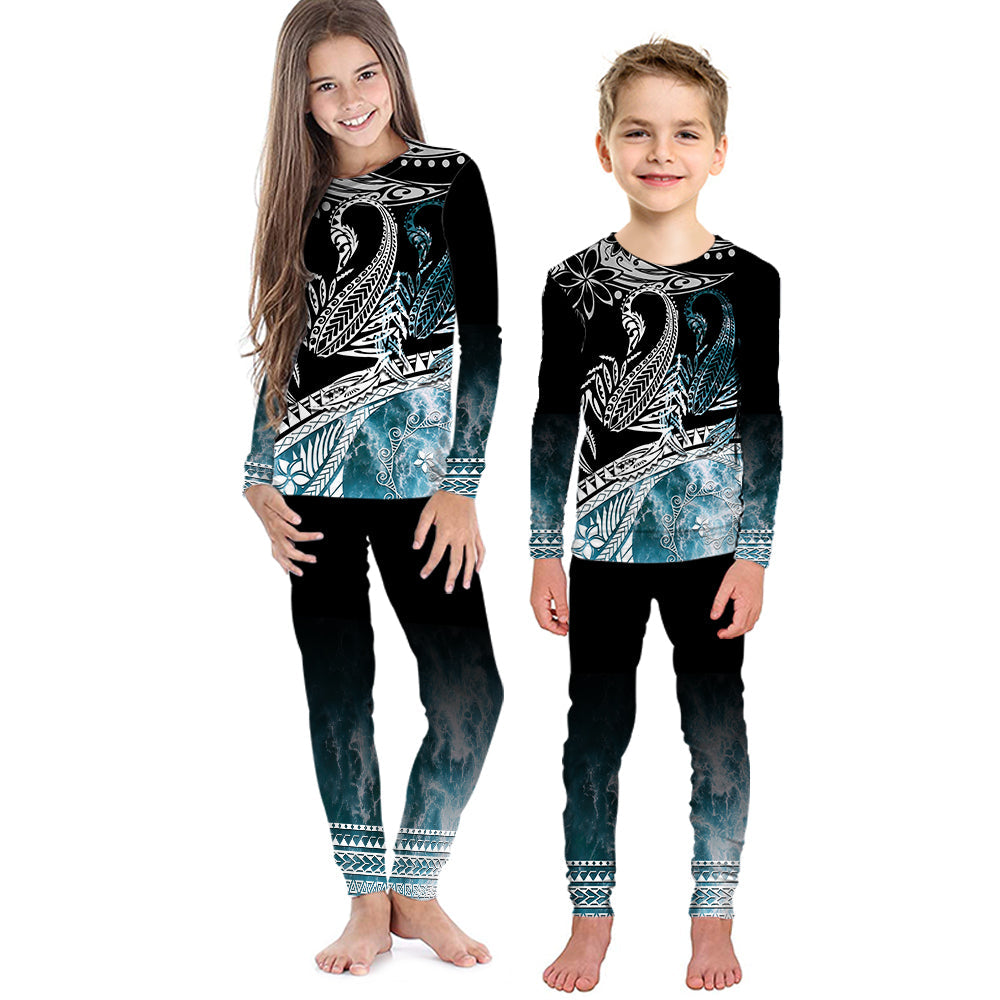 Polynesian Pajama Set KID Ocean Waves Style - Scorpion LT7 Black - Polynesian Pride