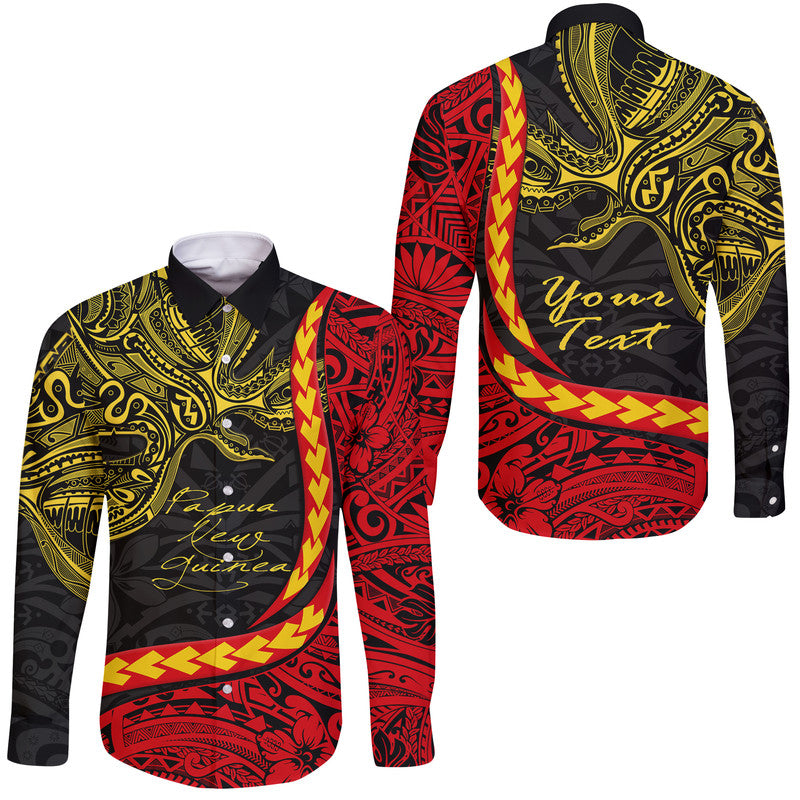 (Custom Personalised) Papua New Guinea Hawaii Long Sleeve Button Shirt Unique Bird Style LT9 Unisex Black - Polynesian Pride