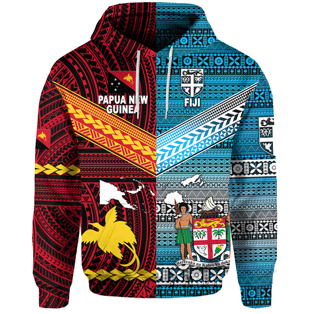 Papua New Guinea Fiji Hoodie Polynesian Tapa Together Bright Color LT8 - Polynesian Pride