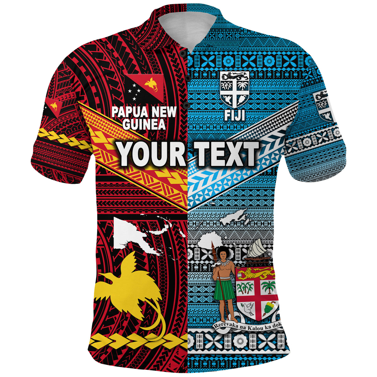 Custom Papua New Guinea Fiji Polo Shirt Polynesian and Tapa Together Bright Color LT8 - Polynesian Pride