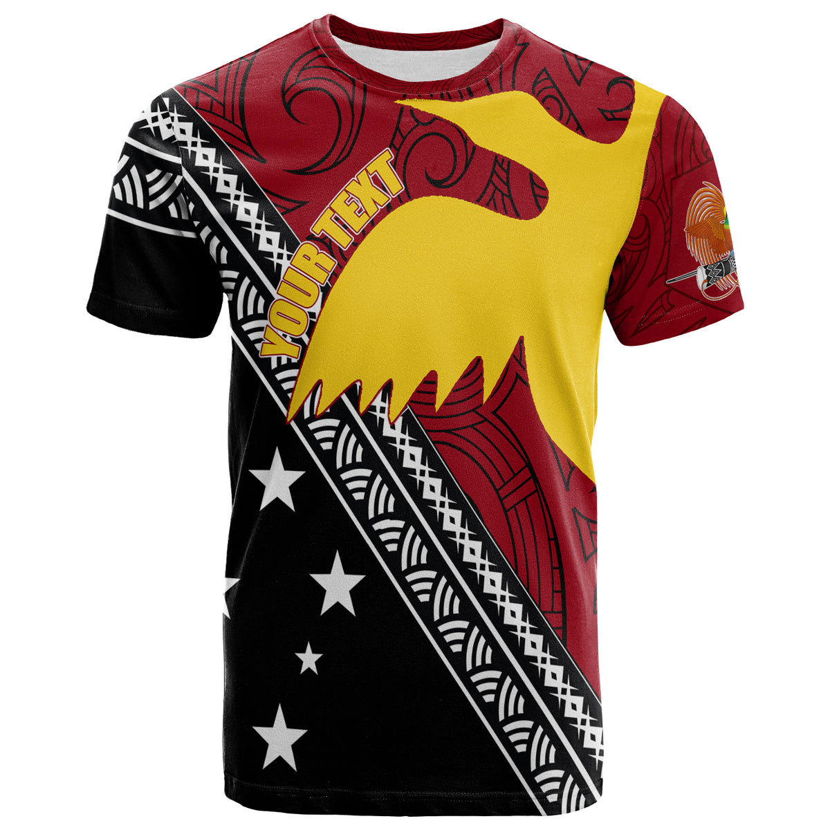 Custom Papua New Guinea Bird of Paradise with Polynesian Pattern T Shirt LT7 Unisex Red - Polynesian Pride