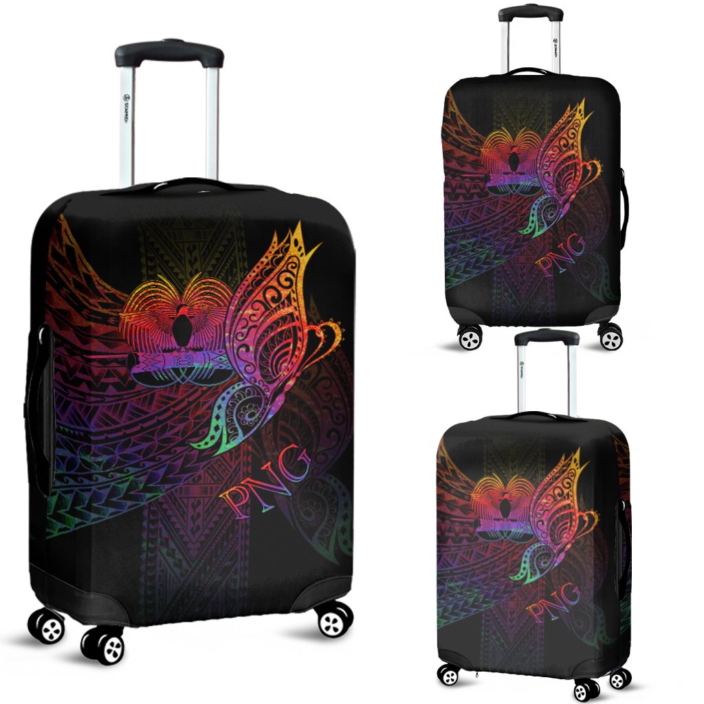 Papua New Guinea Luggage Covers - Butterfly Polynesian Style Black - Polynesian Pride