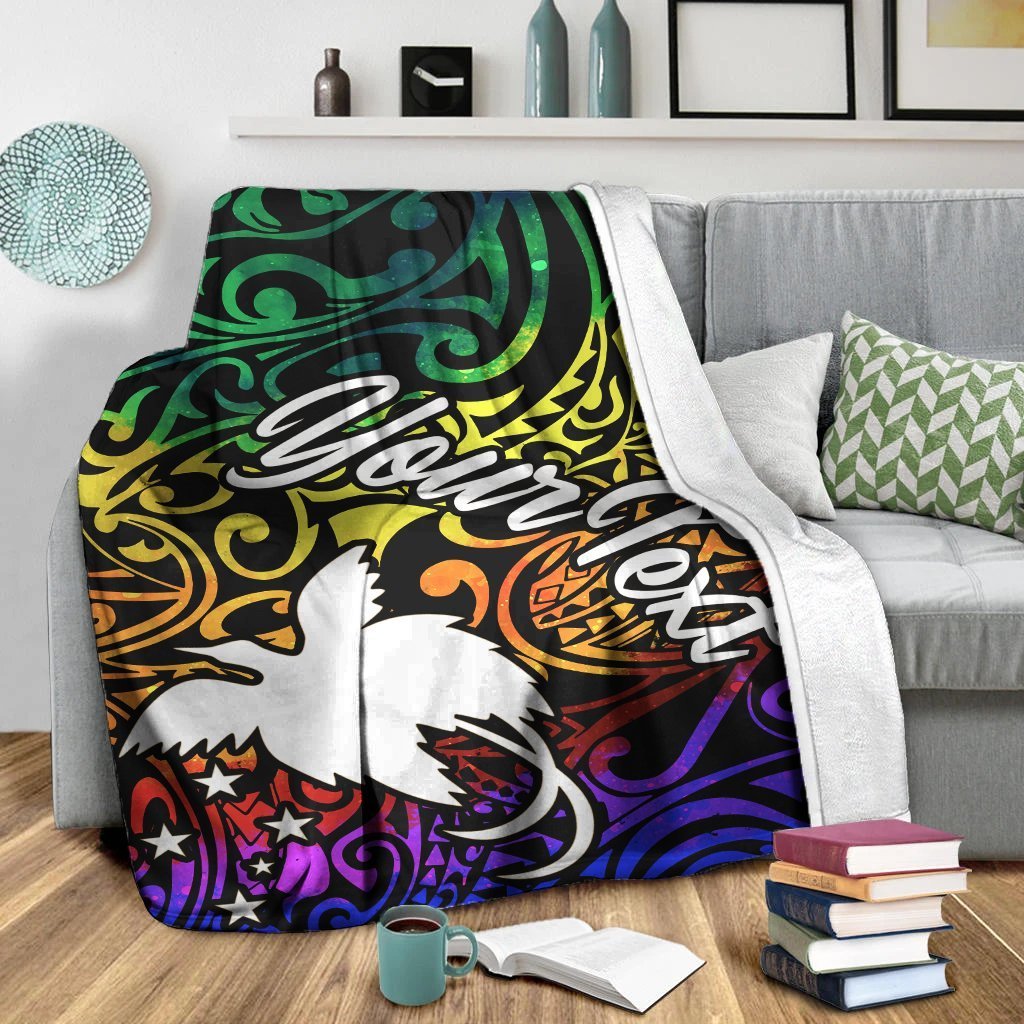 Papua New Guinea Custom Personalised Premium Blanket - Rainbow Polynesian Pattern - Polynesian Pride