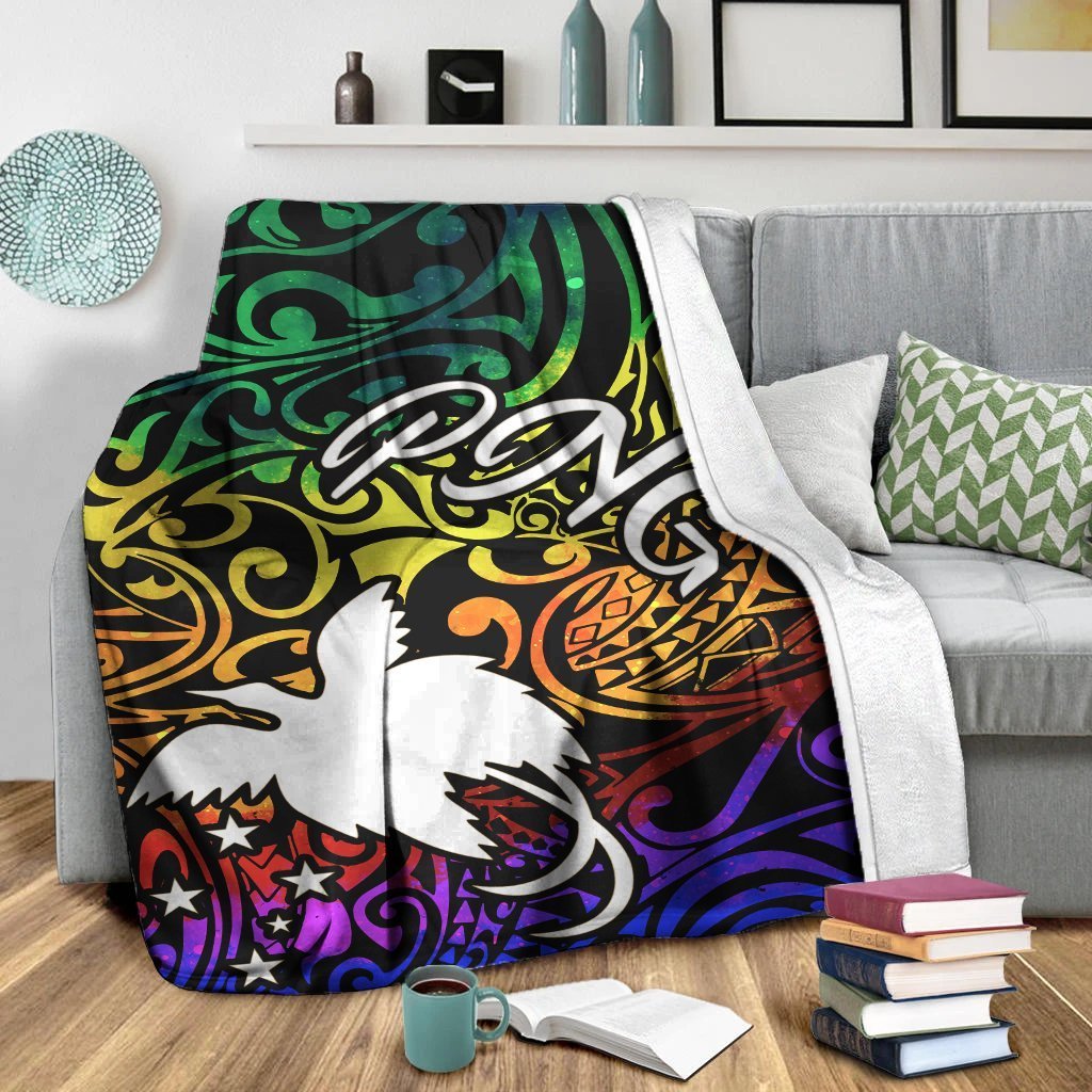Papua New Guinea Premium Blanket - Rainbow Polynesian Pattern - Polynesian Pride