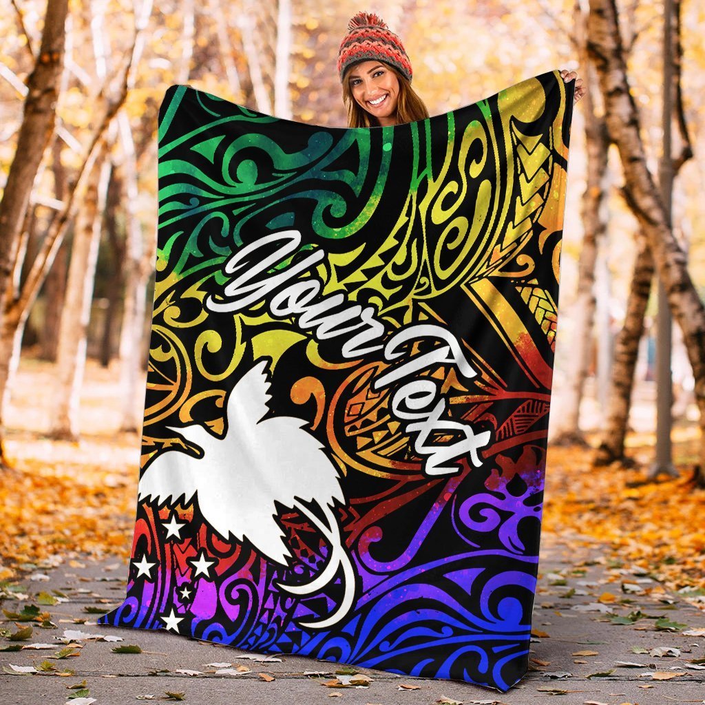 Papua New Guinea Custom Personalised Premium Blanket - Rainbow Polynesian Pattern - Polynesian Pride